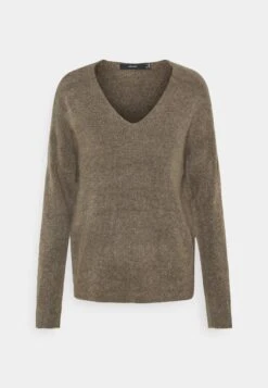 Vero ModaVMCREWLEFILE LS V-NECK - Stickad Tröja - Bungee Melange