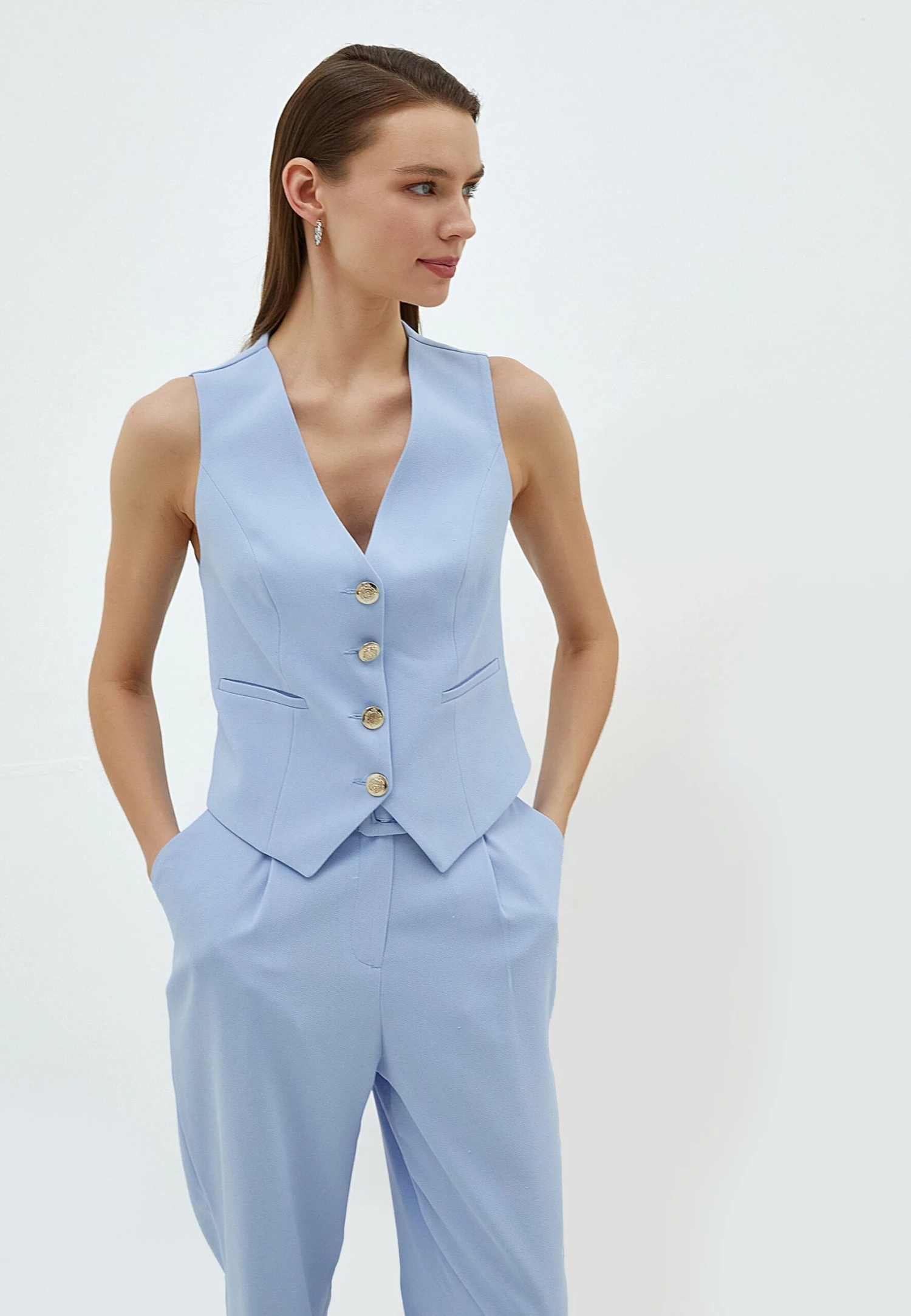 KotonBELTE DETAIL CROP - Väst - Blue 3 KotonBELTE DETAIL CROP - Väst - Blue