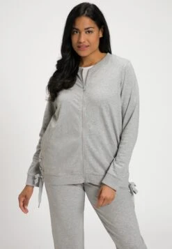 Ulla PopkenHOMEWEAR LANGE MOUWEN - Tröja Med Dragkedja - Lichtgrijs Melange