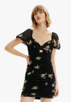 DesigualSHORT RUCHED KNOT - Fodralklänning - Black