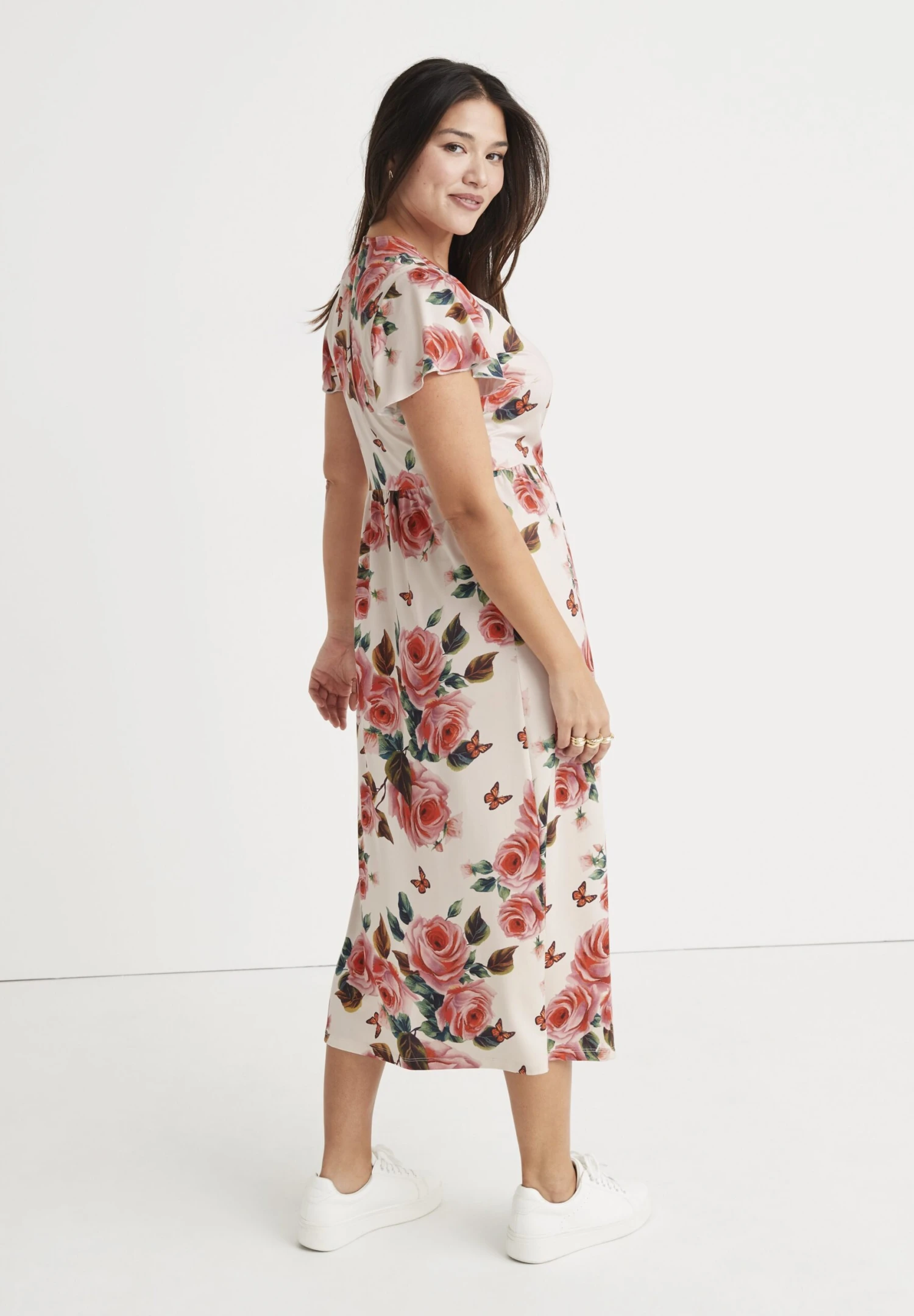 CellbesWITH CUTTED SEAM AT THE WAIST - Jerseyklänning - White Pink Floral 4 CellbesWITH CUTTED SEAM AT THE WAIST - Jerseyklänning - White Pink Floral - Bild 2