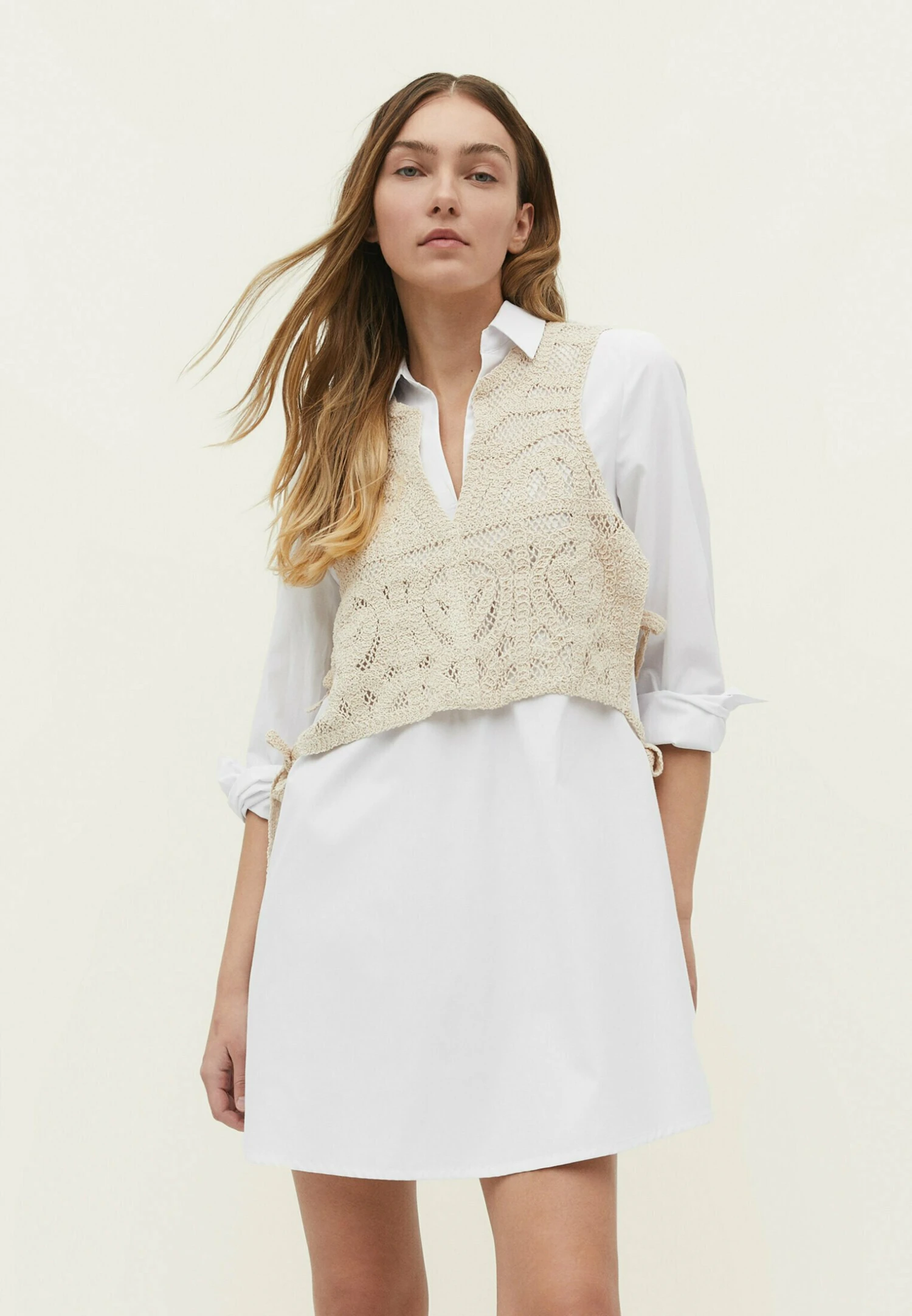 StradivariusWITH CROCHET - Väst - Mottled Beige 3 StradivariusWITH CROCHET - Väst - Mottled Beige