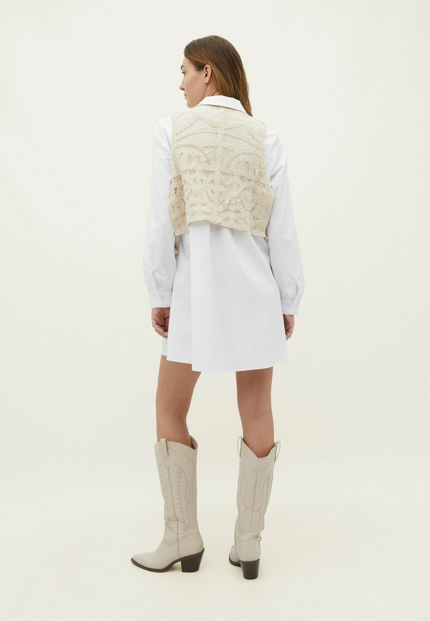 StradivariusWITH CROCHET - Väst - Mottled Beige 5 StradivariusWITH CROCHET - Väst - Mottled Beige - Bild 3
