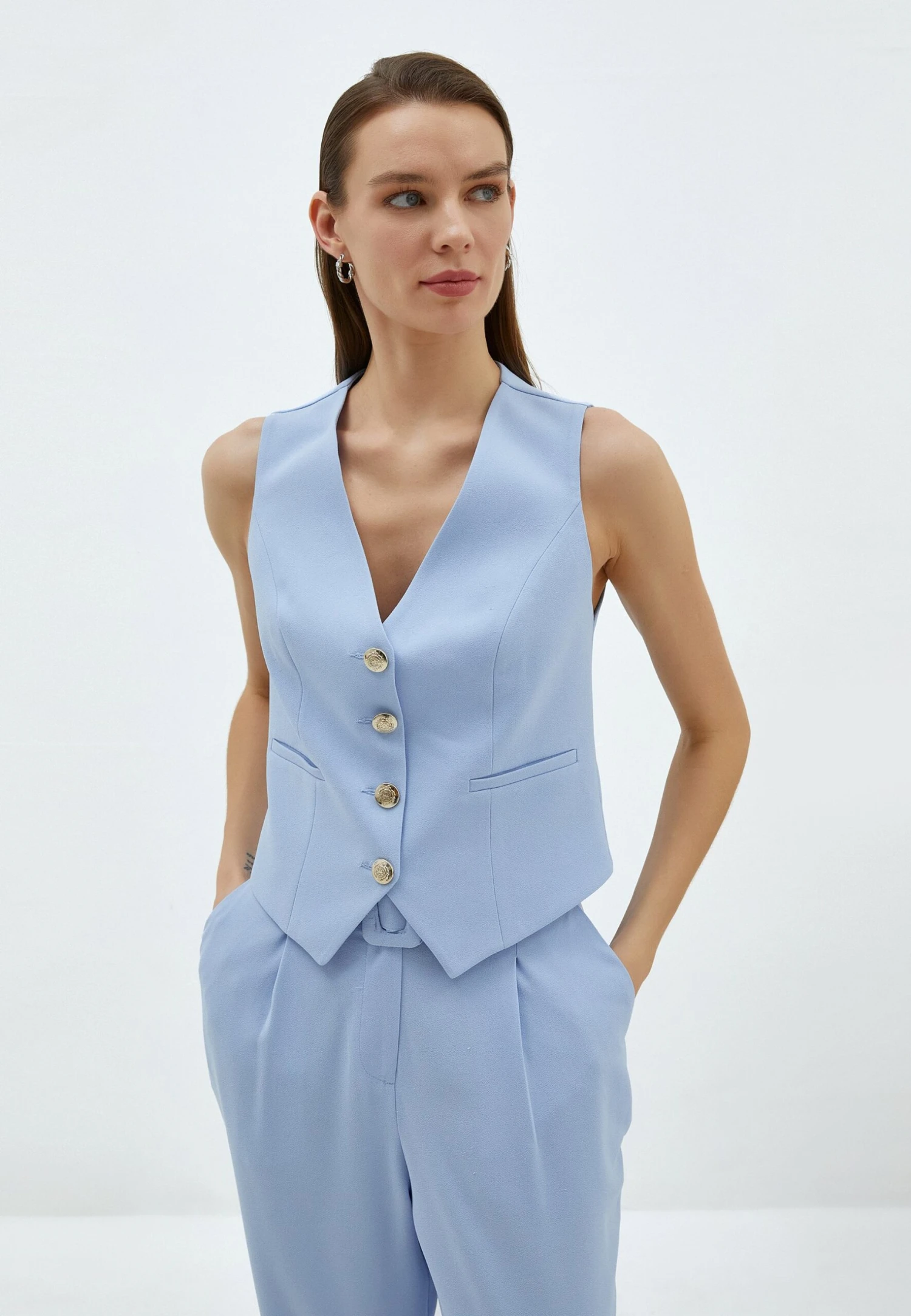 KotonBELTE DETAIL CROP - Väst - Blue 7 KotonBELTE DETAIL CROP - Väst - Blue - Bild 5