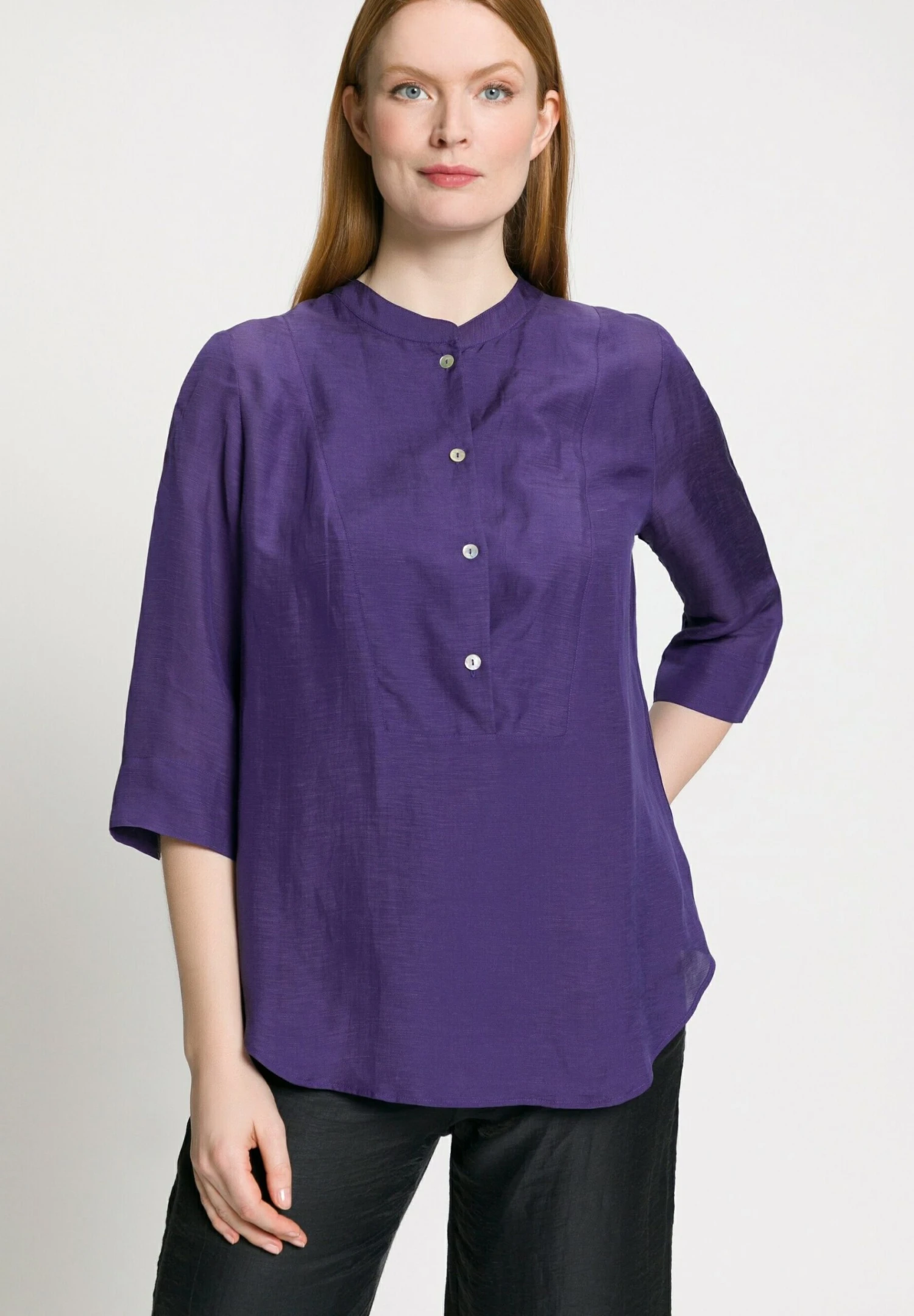 Ulla PopkenPLASTRON MANCHES 3/4 MÉLANGE - Tunika - Iris 3 Ulla PopkenPLASTRON MANCHES 3/4 MÉLANGE - Tunika - Iris