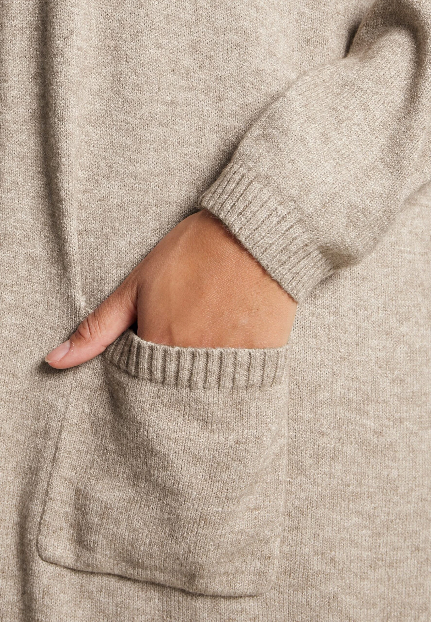 ONLY CurveONCLESLY LONG HOOD CARDIGAN - Kofta - Beige/melange 7 ONLY CurveONCLESLY LONG HOOD CARDIGAN - Kofta - Beige/melange - Bild 5