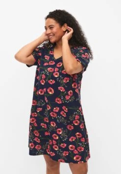 ZizziSHORT-SLEEVED WITH FLORAL PRINT - Vardagsklänning - Night Sky Red Flower