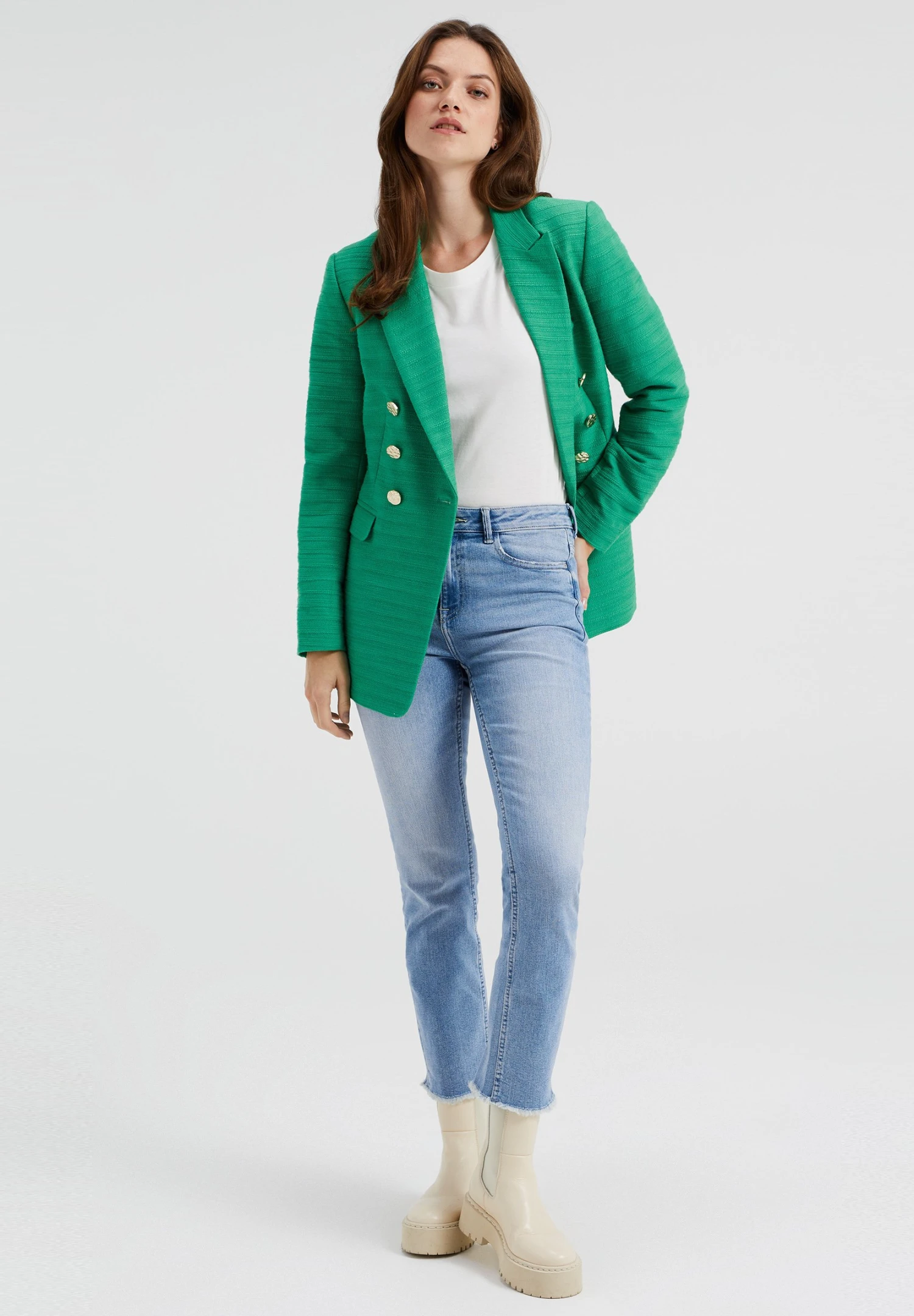 WE FashionREGULAR FIT BOUCLÉ - Kort Kappa / Rock - Green 4 WE FashionREGULAR FIT BOUCLÉ - Kort Kappa / Rock - Green - Bild 2