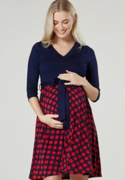 Chelsea ClarkCIĄŻOWA Z FUNKCJĄ KARMIENIA - Vardagsklänning - Granatowa W Czerwone Grochy